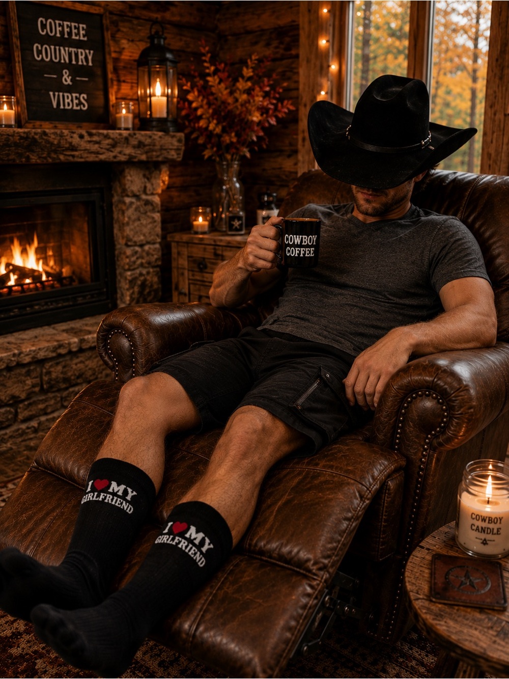 Men's Black 'I ♥ My Girlfriend' Crew Socks